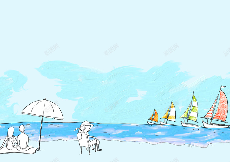 夏日海洋沙滩促销海报背景设计psd设计背景_88icon https://88icon.com 夏日海洋 卡通 手绘 沙滩 童趣