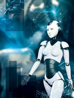 云科技蓝色科技感未来机器人科幻高清图片