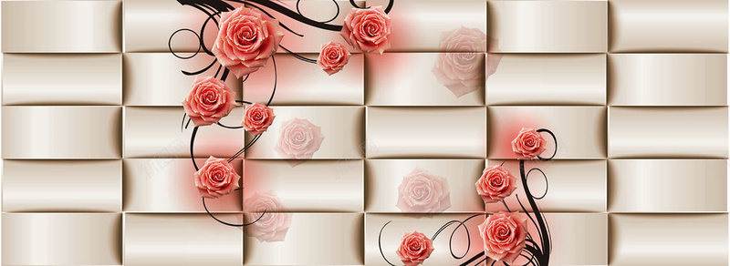 3D时尚花卉墙绘背景背景