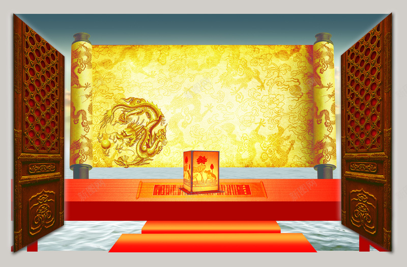 中国风古典咖色框架背景素材jpg设计背景_88icon https://88icon.com 古典 框架 卷轴 龙纹 开心 中国风