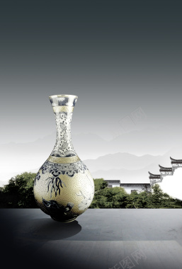 中国风古典陶瓷背景背景