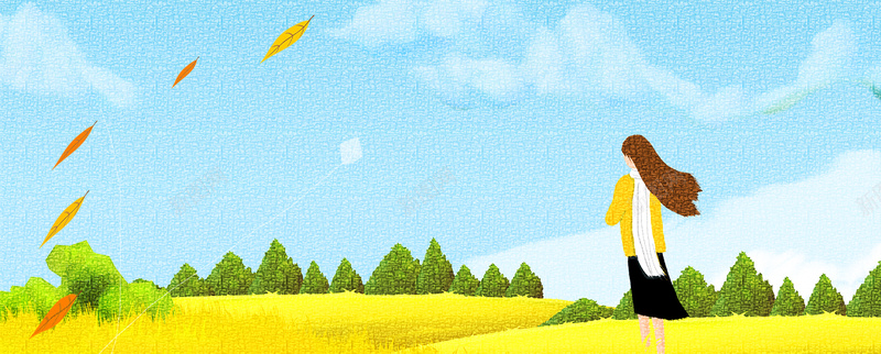 十月你好文艺女孩小清新蓝色bannerpsd设计背景_88icon https://88icon.com 旅游旅游海报 旅游宣传单 国庆出游 旅游景点 秋游 秋季景点推荐 旅游广告 旅游画报 旅游攻略 旅游