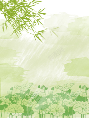 三月春雨绿色海报背景