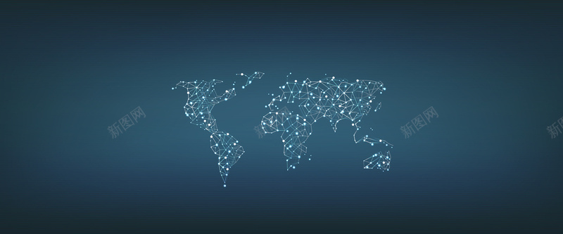 蓝色光点连线世界地图背景