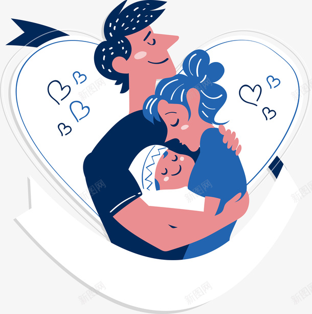 卡通手绘拥抱的一家人png免抠素材_88icon https://88icon.com 卡通 拥抱 手绘插画 世界家庭日 人物 矢量图案
