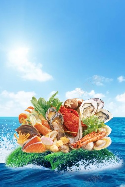 极品海鲜自助餐促销背景背景
