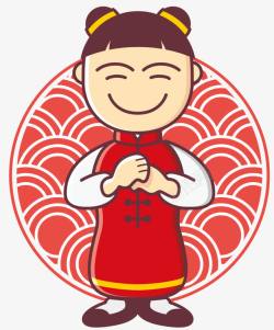 卡通风格中国节日传统女孩祝福您素材
