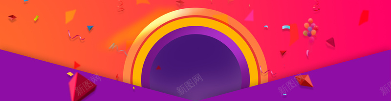 促销海报背景bannerpsd设计背景_88icon https://88icon.com 红色 彩带 三角块 开心 菱心块