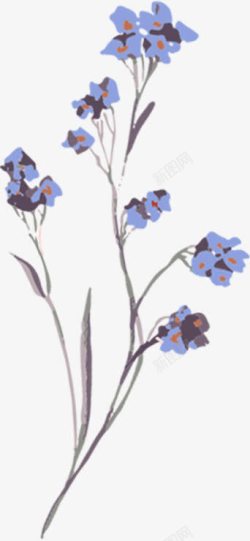 创意水彩合成蓝色的花朵效果素材