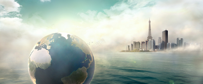 未来世界创意视觉背景jpg设计背景_88icon https://88icon.com 海报banner 创意背景 建筑物 地球