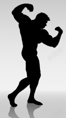 强壮肌肉男黑色轮廓背景图背景