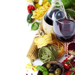 食材喜欢意大利面条与红酒高清图片
