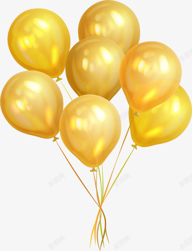 漂浮的金色气球png免抠素材_88icon https://88icon.com 气球 一把球球 金色气球 告白气球 金色球