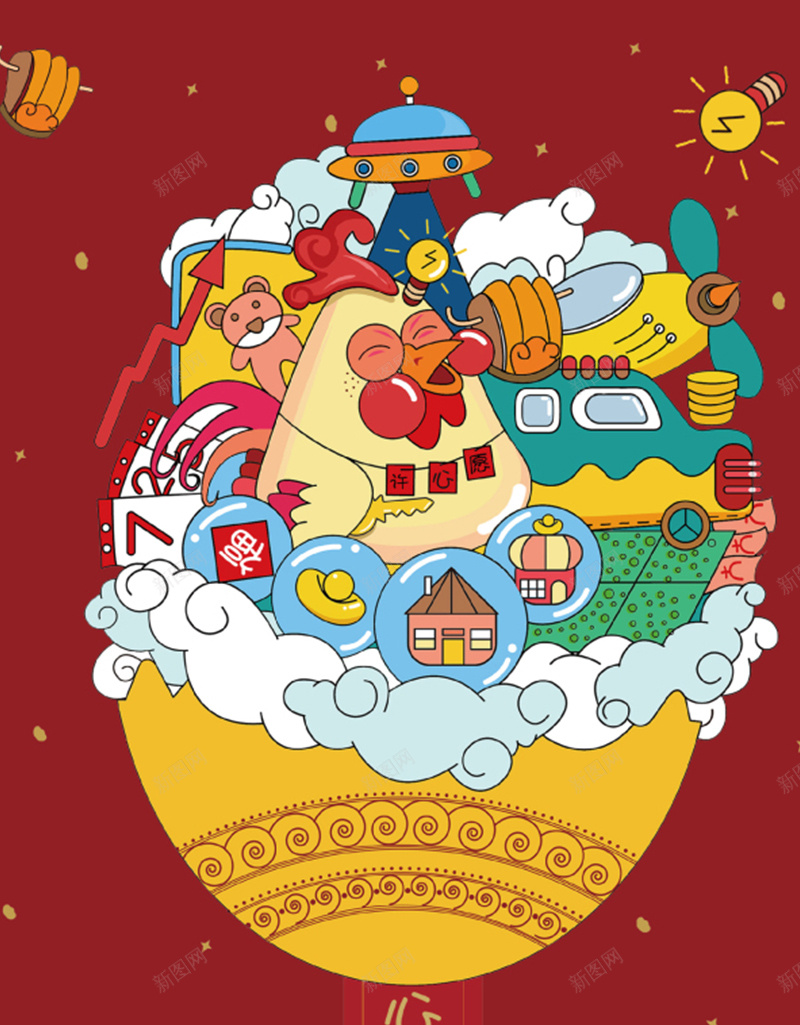 鸡年h5背景jpg设计背景_88icon https://88icon.com 金鸡 新年 2017 手绘 插画 中国风 古典 文化 H5 h5