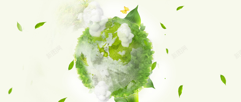 低碳文艺生活地球绿色banner背景