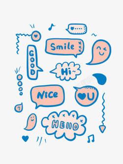 对话框气泡标题框装饰可爱手绘卡通儿童标签素材