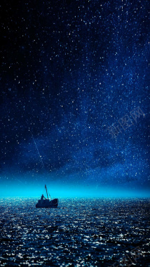 星空里的渔舟背景