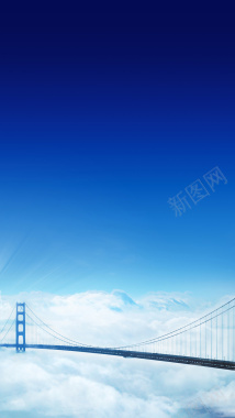 蓝天白云大桥H5背景素材背景