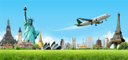 世界名城世界薯名城市建筑飞机海报背景高清图片