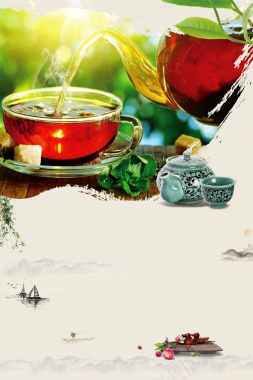 茶叶绿茶茶海报设计PSD背景图背景
