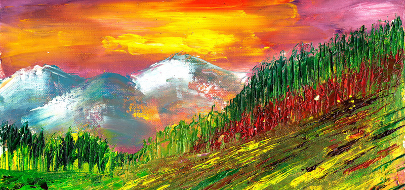 森林雪山油画jpg设计背景_88icon https://88icon.com 海报banner 卡通 森林 童趣 雪山 手绘