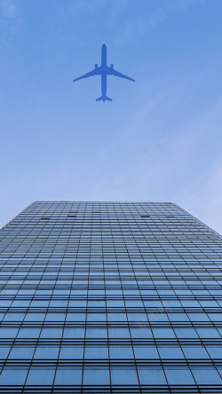 高科技大楼建筑上的飞机H5背景高清图片