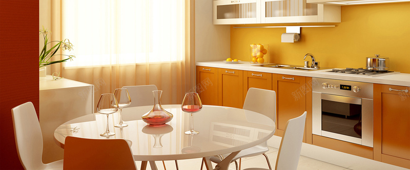 时尚温馨现代家居厨房背景素材背景
