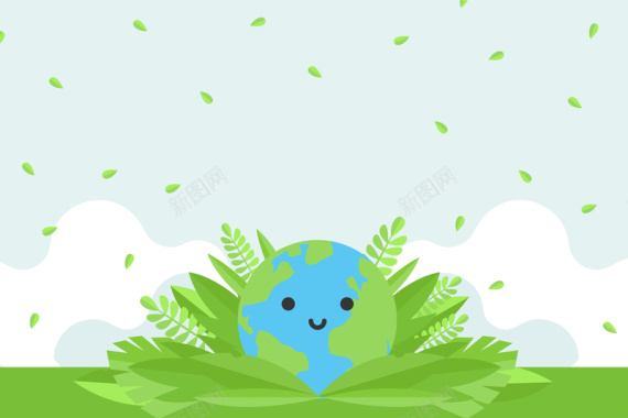 世界地球日卡通地球植物拟人海报背景素材背景