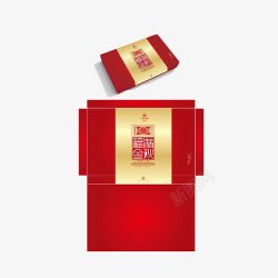 大红色金秋月饼包装盒展开图素材