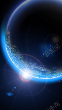 蓝色科技商务星球H5背景背景