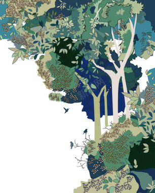 矢量图森林植物海报背景图背景