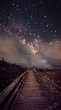 星空下的马路风景背景H5背景背景