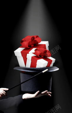 魔术帽指挥棒礼盒背景素材背景
