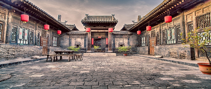 中式中国风庭院广角背景