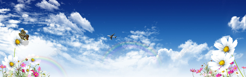 蓝天白云海报背景背景