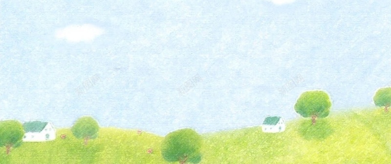 手绘蓝天绿草背景背景