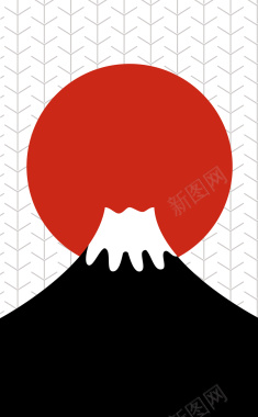 卡通扁平手绘日本富士山旅游背景素材背景