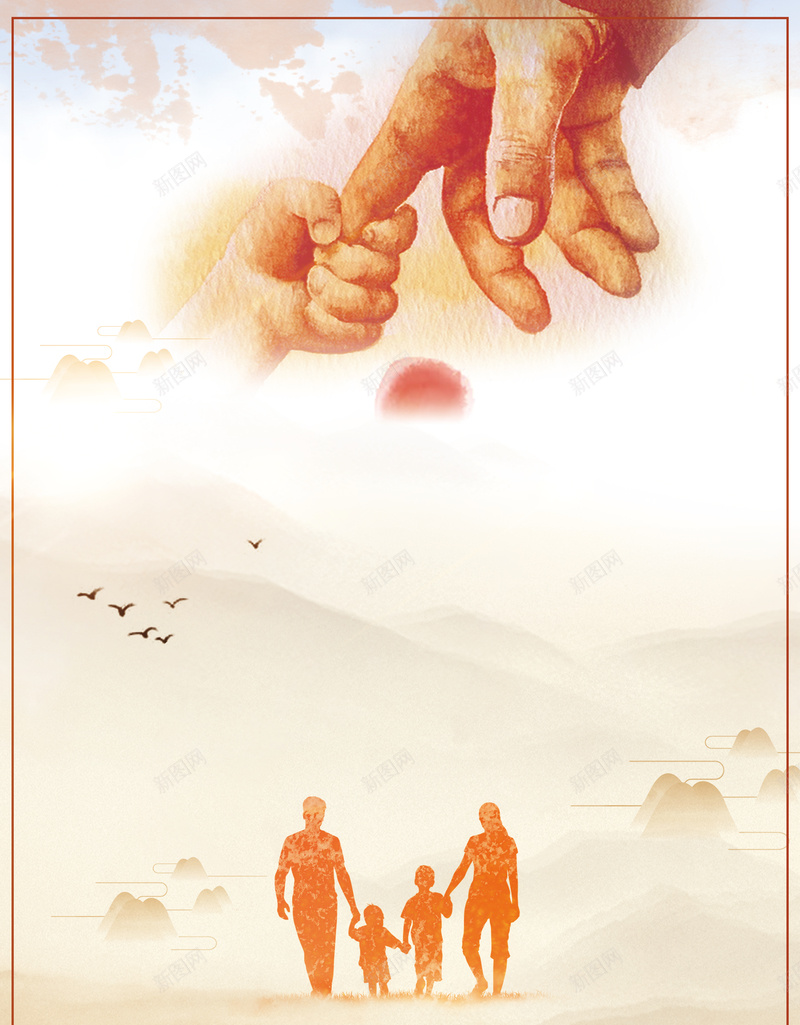 简约手绘母亲节广告jpg设计背景_88icon https://88icon.com 母亲节 广告 手绘 牵手 简约 大气 时尚 远山 中国风 文艺 温馨