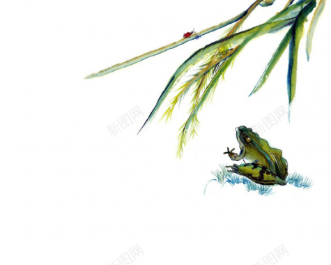 青蛙捕食水墨画背景背景