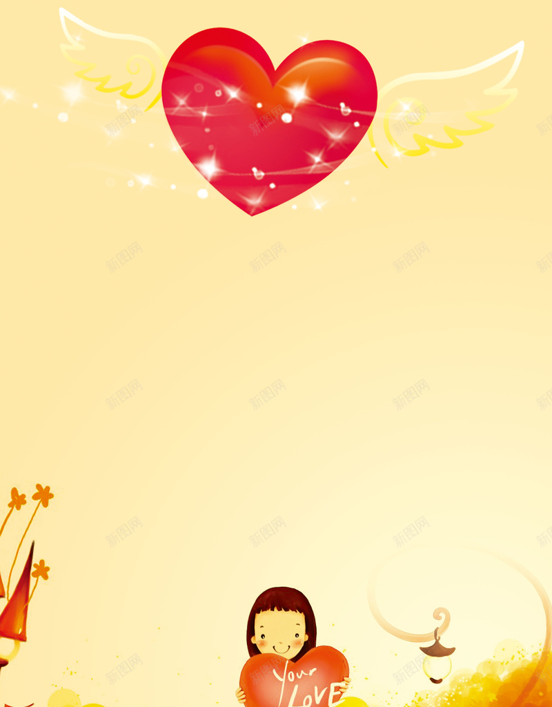 抱着桃心的小女孩背景素材psd设计背景_88icon https://88icon.com 小女孩 浅黄色 卡通 桃心 海报 背景 幸福 童趣 手绘