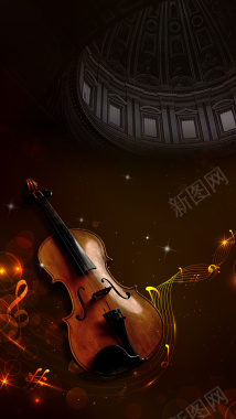 小提琴培训班商业彩带音乐符号H5背景
