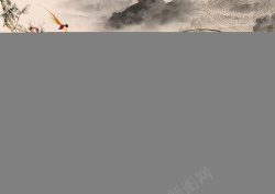 富贵山水画墙中国风水墨山水扇子背景素材高清图片