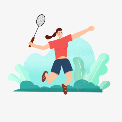 女孩打羽毛球女子打球运动项目素材