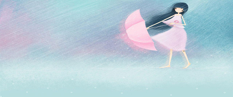 雨中小女孩背景jpg设计背景_88icon https://88icon.com 雨中 小女孩 伞 海报banner 卡通 童趣 手绘