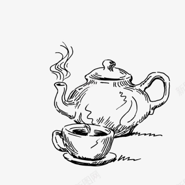 中国传统图案手绘茶壶图标