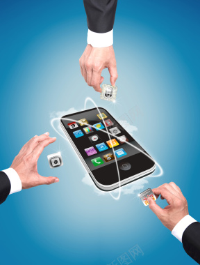 苹果手机商务科技蓝色背景素材背景