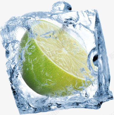 夏季清凉背景冰块柠檬水果图标