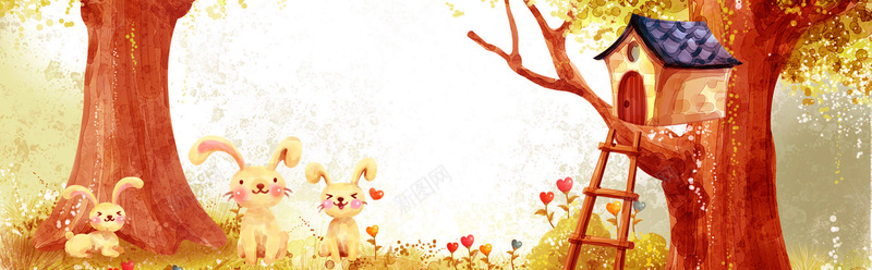 卡通童趣兔子小屋背景jpg设计背景_88icon https://88icon.com 卡通 童趣 兔子 小屋 楼梯 海报banner 手绘