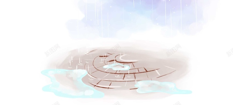 雨季背景jpg设计背景_88icon https://88icon.com 插画 下雨 地面 积水 海报banner 卡通 童趣 手绘
