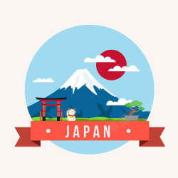 日本人气化妆品日本风景绘画背景素材高清图片